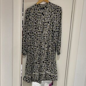 ME+EM Black and Gold Patterned Long Sleeve Dress